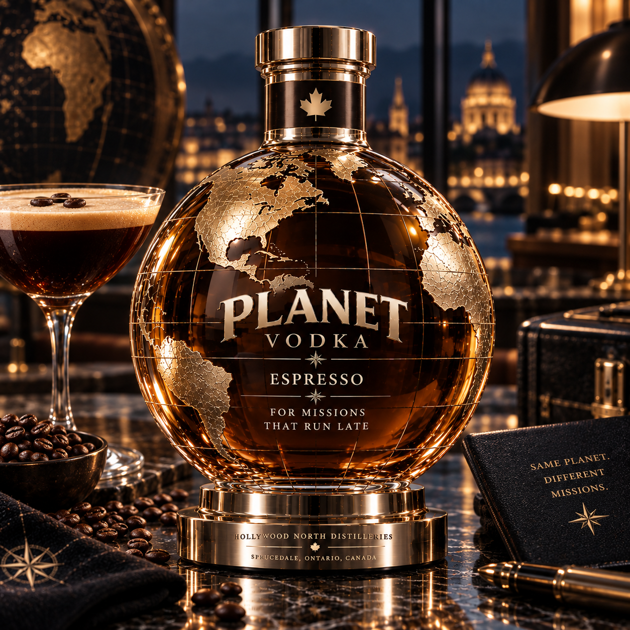 Planet Vodka Espresso globe decanter
