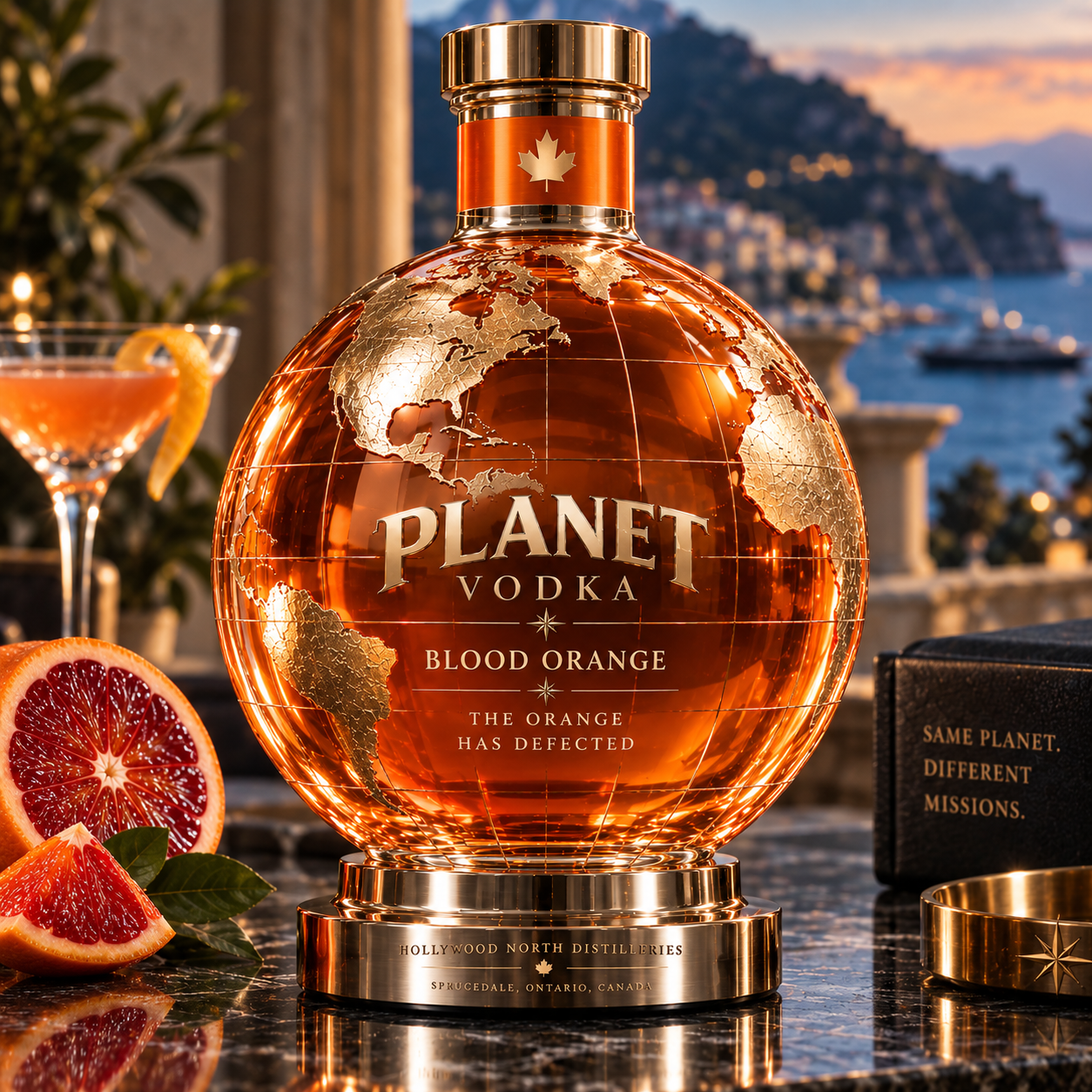 Planet Vodka Blood Orange globe decanter