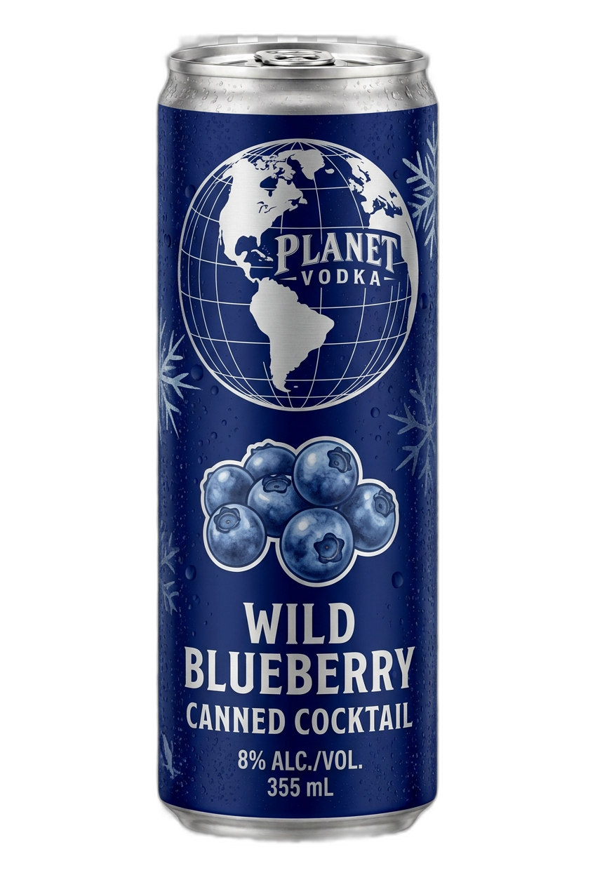 Planet Vodka Wild Blueberry can